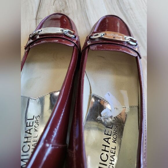 Michael Kors Lainey Merlot Patent Leather Block Heel Loafers Moccasin Size 6M - Picture 10 of 11